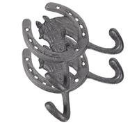 IDEANATEGRATE 2pcs Horse Hook Wrought Iron Vintage Wall Hooks Rustic Decorative Cast Iron for Hanging Robes Towels Home Bathroom