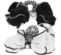 IDEANATEGRATE 2pcs Jumbo Claw Clips for Thick Hair with Fabric Bow, Metal and Artificial Pearl Material, Easy to Use and Sturdy Hair Accessories for Everyday Wear and Washing Your Face