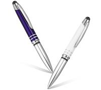 IDEANATEGRATE 2pcs Metal Ballpoint Pens Ballpoint Touch Screen Pen Stylus with Clip Smooth Writing Multi-functional Assorted Colour Simple Professional Look for Office Use