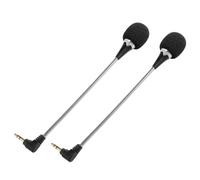 IDEANATEGRATE 2pcs Portable 3.5mm Plug and Play Condenser Microphones with 360° Bendable Metal Goosneck and Noise Cancellation for Desktop Computer and Travel Vlogging