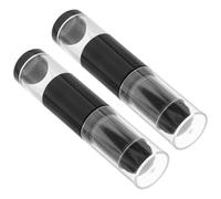 IDEANATEGRATE 2Pcs Refillable Powder Brush with Press-Dispense Bottle, Black Fiber Face Makeup Brushes for Travel and Foundation Application