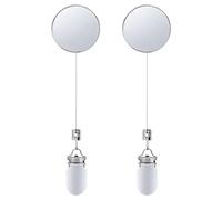 IDEANATEGRATE 2pcs Retractable Metal Towel Holder Clips with Heavy Duty Wire Rope Clamps, Portable Telescopic Hook with Loops, Self-Adhesive Wall Mounted Towel Clips for Kitchen and Home Use