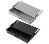 IDEANATEGRATE 2pcs Self-adhesive under Desk Drawer Organizer, Multi-function Sticky Storage Boxes for Office and Home, Hidden under Table Desktop Organizer in Black and Grey