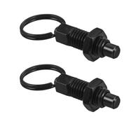 IDEANATEGRATE 2pcs Spring Plunger with Pull Ring Indexing Plunger for Fitness Equipment Mild Steel Black Quick Adjustment for Weight Benches and Professional Training Facilities