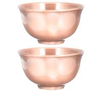 IDEANATEGRATE 2pcs Vintage Chinese Kung Fu Teacups Set Handcrafted Copper Traditional Tea Bowls for Tea Ceremony and Parties Tough Retro Metal for Home and Office