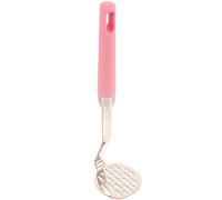 IDEANATEGRATE 304 Stainless Steel Potato Masher Manual Crusher Vegetable Pressing Tool Kitchen Masher with Pink Handle for Smooth Mashed Potatoes and Vegetable Puree