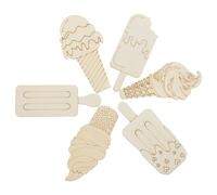 IDEANATEGRATE 30pcs Unfinished Ice Cream Shape Wood Cutouts for DIY Crafts, Safe and Healthy Decorative Wooden Slices, for Home Decor and Craft Projects