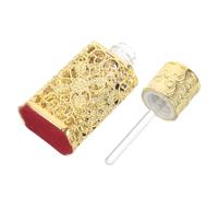 IDEANATEGRATE 3ml Vintage Empty Perfume Bottle with Artistic Hollow Alloy and Glass Design, Portable DIY Refillable Fragrance Container for Parties and Dates