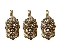 IDEANATEGRATE 3pcs Brass Key Ring Pendants with Vivid Monkey Wukong Head Design, Creative Portable Charms for Making Keychains, Sturdy Golden Accessories Not Easy to Fade