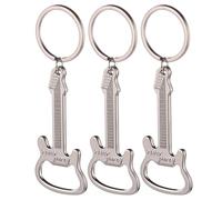 IDEANATEGRATE 3pcs Creative Metal Guitar Keychain with Bottle Opener Compact Wear-resistant Keyrings for Portable Use Silver Fashion Accessories for Keys and Drinks