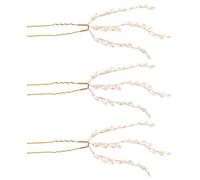 IDEANATEGRATE 3pcs Golden Pearl Bobby Pins Hair Accessories for Brides Alloy Hair Pins Eye-catching Visual Effect for Wedding and Party