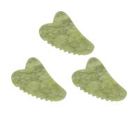 IDEANATEGRATE 3pcs Heart-Shaped Jade Gua Sha Board for Facial Massage, Meridian Stimulation, and Skin Care - Thick Green Xiuyu Crystal Scraping Massager Set for Face Sculpting and Beauty