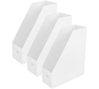 IDEANATEGRATE 3pcs Vertical Desktop File Organizer with Frosted Milk White Dual-Sided Surface, 9x24x27cm Document Rack and Book Shelf Storage Holder for Office Desk