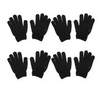 IDEANATEGRATE 4 Pairs Black Exfoliating Gloves Body Scrubber Deep Dead Skin Removal Bath Gloves for Shower and Spa Use