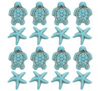 IDEANATEGRATE 40pcs Stone Bead Carved Loose Spacer Beads for Jewelry Beginners Green Turquoise with Straight Holes Resistant to Fading Unique Beauty Vibrant Color Charming Sea Star Turtle Shapes