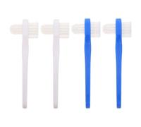 IDEANATEGRATE 4pcs Dual Head Adult Toothbrush for Denture Cleaning, Portable and Easy to Store, Suitable for Partial and Full Dentures, Made of Sturdy Pp Material
