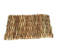 IDEANATEGRATE 4pcs Hand Woven Straw Grass Mat for Small Pets Nest, Breathable and Safe Edible Rectangular Dry Grass Mat Suitable for Guinea Pig and Bird inside Cage outside Cage
