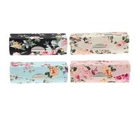 IDEANATEGRATE 4pcs Lipstick Box with Mirror and Button Closure, Compact Cloth Cosmetic Case for Beauty Storage, Retro Style with Delicate Embroidery, for Mom and Friends Makeup Organiser