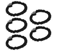 IDEANATEGRATE 5pcs Black Heart-shaped Stretchy Hair Ties for Women, Fabric Material with Secure and Comfortable Hold, for Social Media Posts and Everyday Ponytail Hair Tie Use