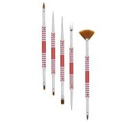 IDEANATEGRATE 5pcs Dual-ended Nail Art Brushes Builder Gel Acrylic Nails Comfortable Antislip Handle Precise Detailing Acrylic and Nylon Material DIY Home