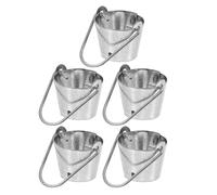 IDEANATEGRATE 5pcs Miniature Iron Water Buckets for Garden Decor, Silver Small Garden Mini Buckets, Minimalist Style Miniature House Decor for Gardening Enthusiasts