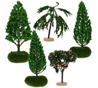 IDEANATEGRATE 5Pcs Miniature Landscape Tree Figurines Vivid Decorative Plants for Dioramas and Micro-landscape Scenes Indoor Outdoor Tabletop Garden Adornments with Diverse Colors and Realistic
