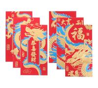 IDEANATEGRATE 6pcs 2024 Red Envelopes with Dragon Pattern, Traditional Chinese Year Red Packets Made of Glitter Paper, Lightweight and Convenient for New Year Celebrations