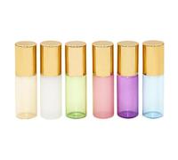 IDEANATEGRATE 6pcs 3ml Roll-on Bottles Set Glass Essential Oil Bottles with Steel Roller Balls, Pearlescent Pink Purple Blue Green White Gold, Portable Refillable Subpackaging for Travel