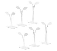 IDEANATEGRATE 6pcs Acrylic Jewelry Holder Earrings Display Rack Leaf Shaped Earring Stand White with Fine Workmanship and Long Serving Time for Home Or Retail Use