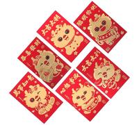 IDEANATEGRATE 6pcs Chinese New Year Red Envelopes Dragon Packets Paper Money Bags with Cartoon Dragon Pattern Elegant Design Assorted Style for Important Occasions 2024 Lunar New Year