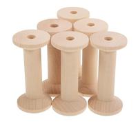 IDEANATEGRATE 6pcs Large Unfinished Wooden Thread Spools Empty Bobbins for Sewing and Embroidery, Solid Wood Material with Multifunctional Use, Suitable for Wire Weaving and Further Decoration