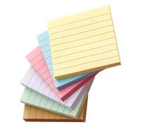 IDEANATEGRATE 6pcs Lined Self-adhesive Memo Pads, Multi-color Sticky Tabs Including Yellow, Blue, Green, Pink, White Kraft Paper, Small Portable Adhesive Notes for Office, School and Home Use