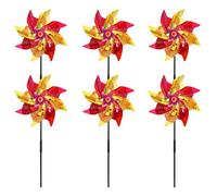 IDEANATEGRATE 6pcs Reflective Plastic Wind Spinners Lawn Ornaments Rotating Yard Windmill Easy to Install Decorative Outdoor Garden Sculptures for Parties and Courtyards