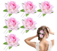 IDEANATEGRATE 6pcs Rose Hair Pins U Shaped Decorative Hair Forks for Weddings Honeymoons Bride Charming Look