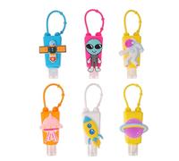 IDEANATEGRATE 6Pcs Travel Liquid Dispenser Bottles Leakproof Silicone Squeeze Containers with Cartoon Sleeve for Hand Washing and Toiletries Backpack Use Random Color