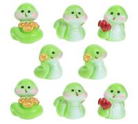 IDEANATEGRATE 8pcs Mini Resin Snake Figurines Set and Coins, Tiny DIY Garden Sculptures for Bonsai and Flower Pot Ornaments, Cute Miniature Snake Statues for Outdoor Décor