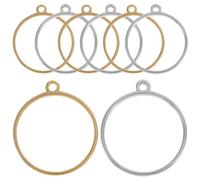 IDEANATEGRATE 8pcs Stainless Steel round Hollow Pendant Setting 27.5x24mm with Hanging Hole, Minimalist Open Bezel Frame for DIY Jewelry Making, Securely Supporting Glass Gems and Resin Art