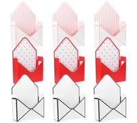 IDEANATEGRATE 9pcs Envelope Flower Boxes Folding Paper Flower Cases with Stable Base for Birthday Wedding Bouquet Display and Packaging Red Polka Dot Black White Polka Dot White Pink Stripe
