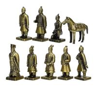 IDEANATEGRATE Alloy Terracotta Warriors Statue Decor with Good Stability and Fine Craftsmanship for Indoor Desktop Decor, Creative Retro Emperor Qin Figurine Ornament