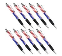 IDEANATEGRATE American Flag Ballpoint Pens and Plastic Metal Construction with Smooth Writing 10pcs Stylish Patriotic Pens for Office and Memorial Day Party Favour Use