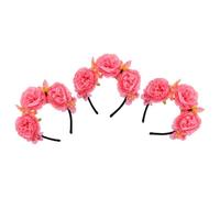 IDEANATEGRATE Artificial Peony Flower Headbands with Versatile Use and High Realism for Women 3pcs Realistic Fabric Floral Hair Accessories for Photo Props and Holidays