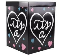 IDEANATEGRATE Black Paper Simple Operation Gender Reveal Balloon Storage Box Decorative Party Box for Birth and Full Moon Party for Boy Girl Reveal
