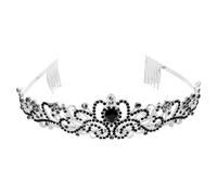 IDEANATEGRATE Black Rhinestone Wedding Headpiece with Side Comb, Bridal Crown for Bride that Will Not Squeeze the Head, Alloy Material Shining Headband for Weddings and Parties