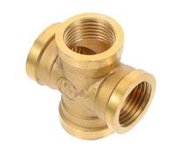 IDEANATEGRATE Brass 4-Way Coupler Fitting with Male Thread, Sturdy Hosepipe Connector for Garden and Irrigation Use, Golden Brass Material, Threaded Pipe Design for Reliable Water Tap Connection