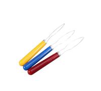 IDEANATEGRATE Button Hook Helper and Stainless Steel Quadrilateral Loop 3pcs with Comfortable Plastic Handle Portable Size Tool to Fasten Buttons Quickly for Seniors for People with Arthritis