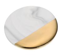 IDEANATEGRATE Ceramic Marble Nail Art Palette Stylish Golden round Tray for Color Mixing and Display Suitable for Nail Salons and Bedroom Manicure Decoration