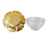IDEANATEGRATE Chinese Tea Cup and Water Cup with 60ml Capacity Featuring Golden Metal Tray Simple and Delicate Style Suitable for Soaking Green Tea Or Drinking Soda