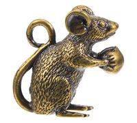 IDEANATEGRATE Copper Rat Pendant Lightweight Brass Mouse Charm 1.3X1.3 Inch Mini Figurine for Office Ornament and Keychain