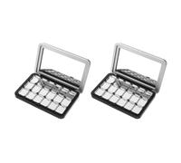 IDEANATEGRATE Cosmetic Palette Empty Portable Makeup Case Refillable 2pcs Magnetic with 18 Grids and Mirror Travel-Friendly DIY Cosmetic Storage Box with Sleek Matte for Lipstick and Highlight
