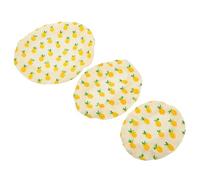 IDEANATEGRATE Cotton Bowl Covers Practical Food Covers with Elastic Edge 3pcs for Food Preservation and -Keeping Pineapple Pattern and Picnic Use